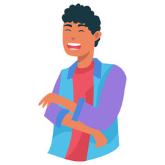 Laughing Young People Character with Minimalist Cartoon Design. Flat Vector Illustration