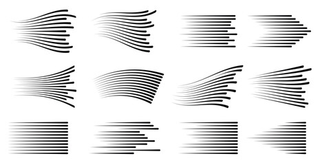 Vector horizontal speed motion lines. fast line vector isolated