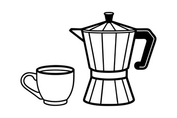 Continuous single line drawing of cup of espresso and moka art vector