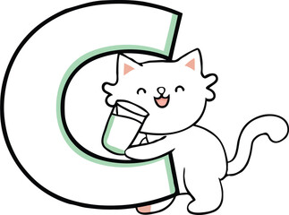 coloring page a simple drawing of pretty letter with cartoon character, Coloring book