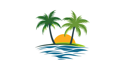 Obraz premium Tropical island logo transparent background