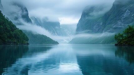 A beautiful lake with mountains in the background