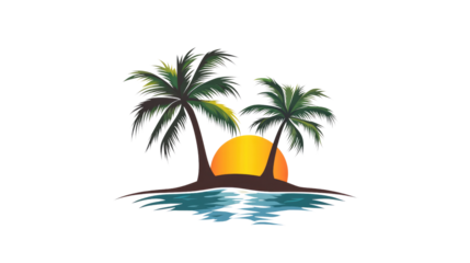 Tropical island logo transparent background