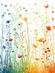 A field of flowers with a rainbow of colors