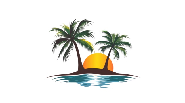 Tropical island logo transparent background - Powered by Adobe