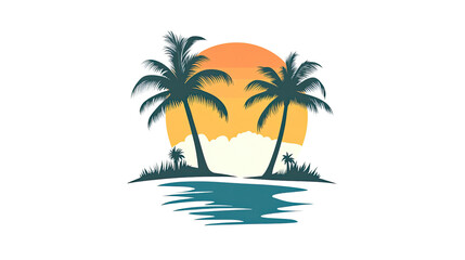 Obraz premium Tropical island logo transparent background