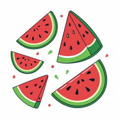 Watermelon Slices art vector illustration