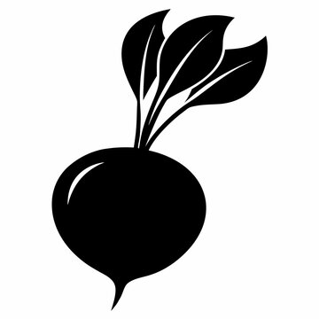 black beet silhouette with green leaves