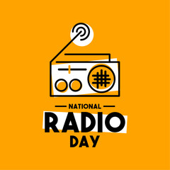 National Radio Day. Orange background. Flat design vector. August 20.