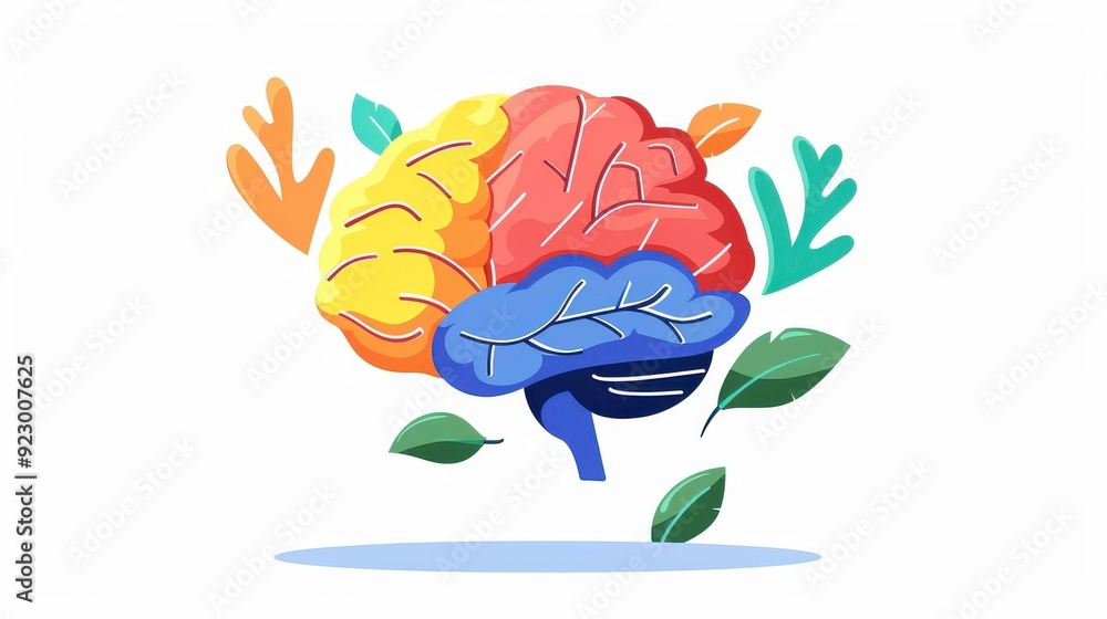 Poster explore the fun side of ai with vibrant brain graphics stylish, modern illustrations that make compl