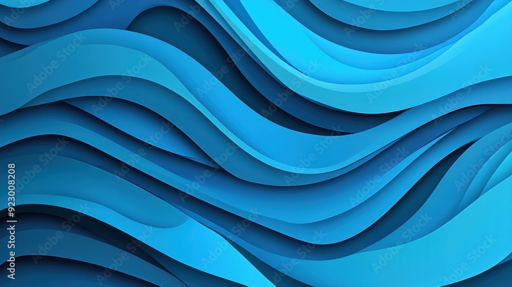 Poster an abstract blue background featuring dynamic wave lines, creating a vibrant and modern flat illustr