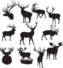 Print Elk Svg Hunting EPS; Silhouette Cutting File Elk Clipart; EPS; Elk EPS; Fantasy Animal Deer; elk with forest; forest EPS; elk shape bundle;