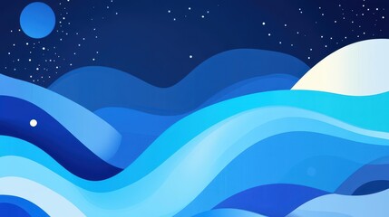 A vibrant blue techthemed background showcasing modern flat design with playful textures and cartoon elements.