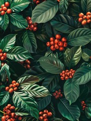 Red Berries with Green Leaves
