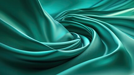 Obraz premium Elegant Flowing Teal Fabric with Smooth Silky Texture and Luxurious Appearance
