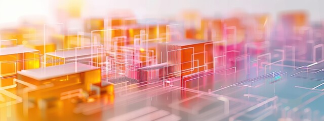Fototapeta premium Graphics depicting geometric layouts in digital architecture, focusing on the intersection of form and function in urban planning.