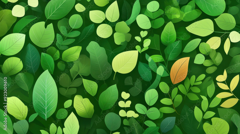 Sticker Bright, fresh green leaves form a lively background, perfect for a modern and vibrant feel in any design project.