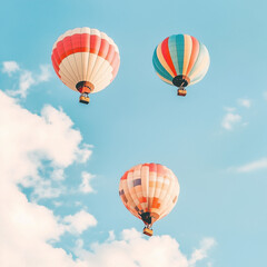 Fototapeta premium A hot air balloon floating peacefully above rolling.