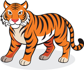 illustration of tigers. standing tiger running hunting pose.