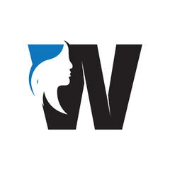  letter W beauty women face logo vector design