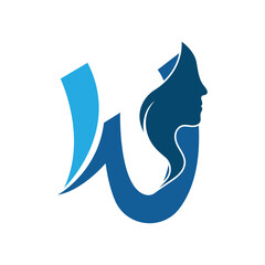  letter W beauty women face logo vector design