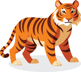 illustration of tigers. standing tiger running hunting pose.
