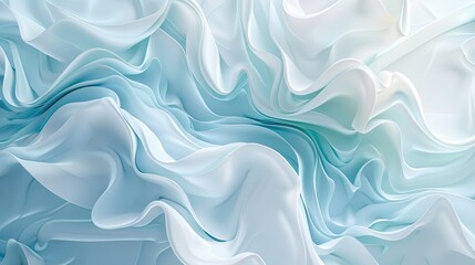 Obraz premium A seamless pattern with abstract light blue and white shapes overlapping like waves or feathers in shades of aquamarine, creating an elegant gradient from cool to warm tones.