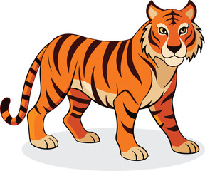 illustration of tigers. standing tiger running hunting pose.