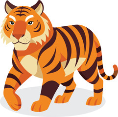illustration of tigers. standing tiger running hunting pose.