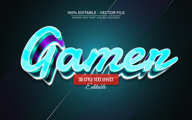 Gamer blue glowing text effect editable
