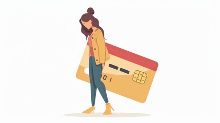 A woman is holding a credit card in her hand