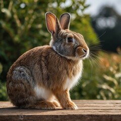 Fototapeta premium Rabbit Relaxing in Lush Jungle Greenery