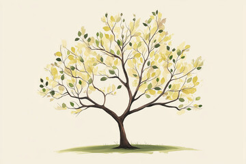 Obraz premium Orchard Draw: Pear Tree Illustration in Lush Green and Brown