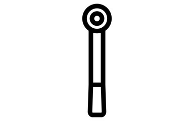 Tool icon with simple line drawing in black and white, ratchet wrench
