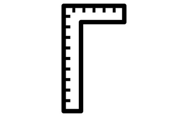 Tool icon with simple line drawing in black and white, Ruler
