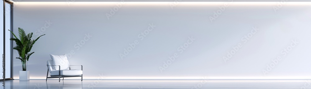 Poster a contemporary 3d room with sharp lines and a minimalist aesthetic, featuring abundant copy space fo