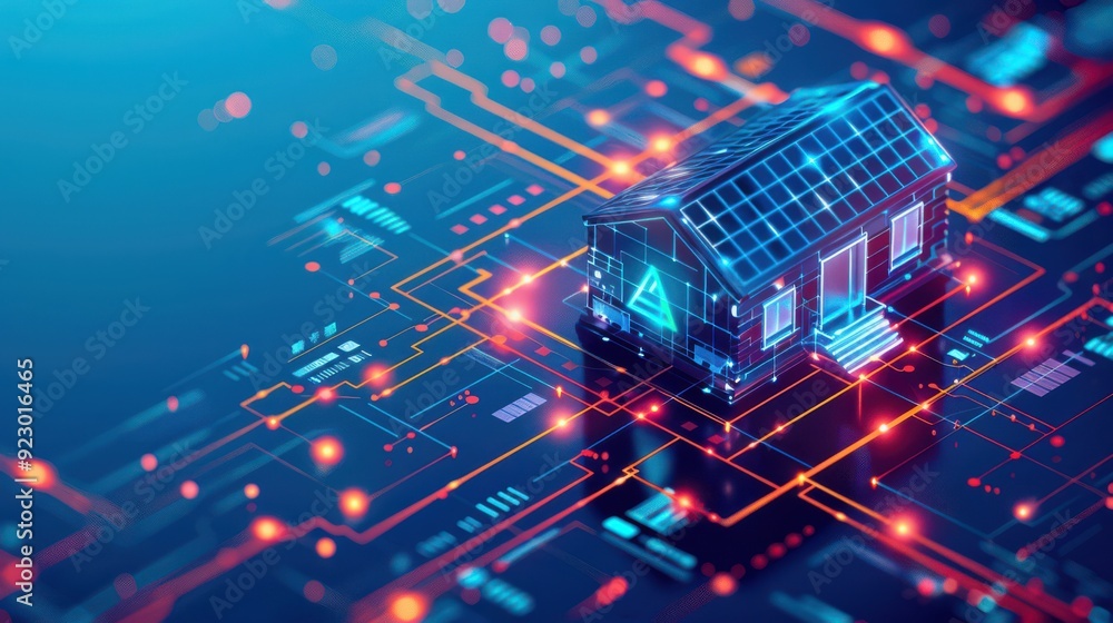Poster home network setup with multiple smart devices, connected and reliable.