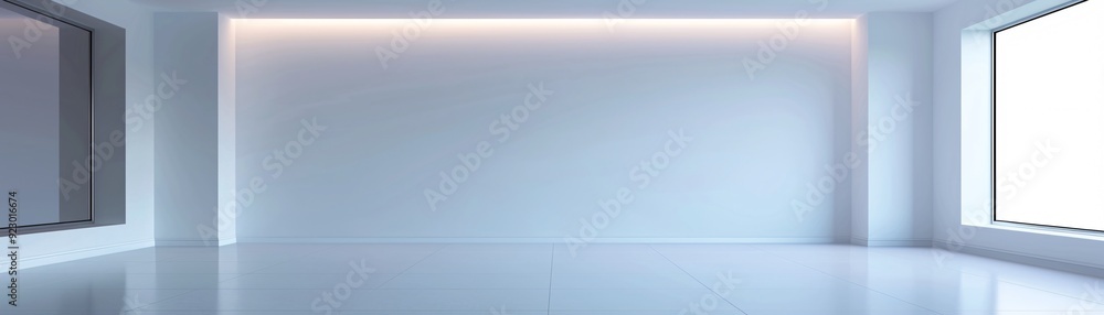 Poster a sleek 3d-rendered room with a minimalist design and ample copy space, ideal for showcasing promoti