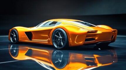 Obraz premium Orange Sports Car Reflection