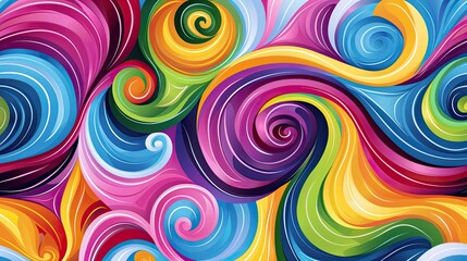 A vibrant and colorful pattern with swirling waves, perfect for creating an eye-catching background or texture in your design projects. 