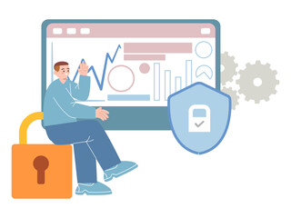 cyber security data protection system policy safety protector cyber crime access technology concept design icon illustration