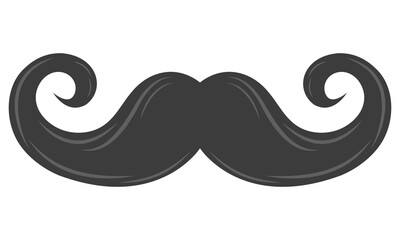 Fototapeta premium Flat icon of black vintage mustache isolated on white background.