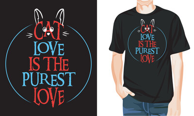 Cat Custom Typography Trendy Cat T-shirt Design Template Vector And Cat T-Shirt Design. ,Cat Vector Illustration With T-shirt mockup