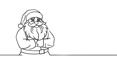 Santa Sketch Line Drawing. Merry Christmas Vector Illustration. Santa Creative Contemporary Line Drawing for Christmas and New Year Minimalist Design, Wall Art, Print, Card, Poster, Sale, Social Media
