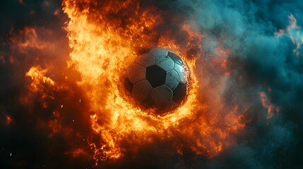 Fototapeta premium Soccer Ball in Flames.
