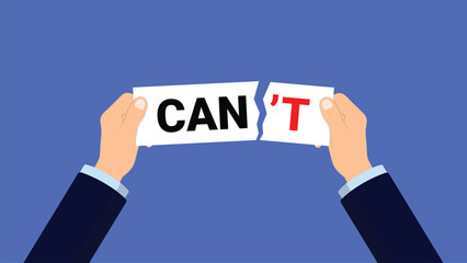 Hand tear can't text paper perfect for risk and motivation concept