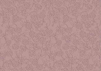 Seamless flower pattern texture with brown colour background