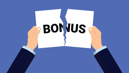 Hand tear bonus paper perfect for company financial crisis concept