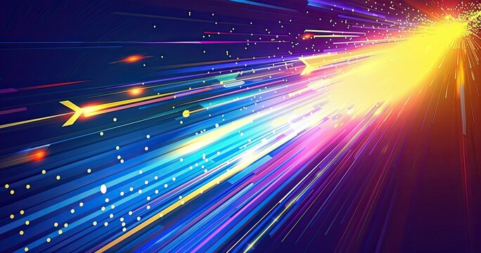 Abstract background for sports event poster or web design with speed lines and light effect, vector illustration glowing neon red blue color