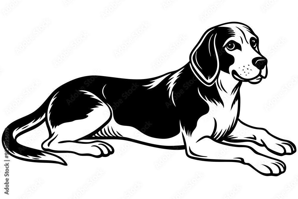 Wall mural Beagle Resting dog silhouette,Dog icon rests or sleep silhouette vector art illustration